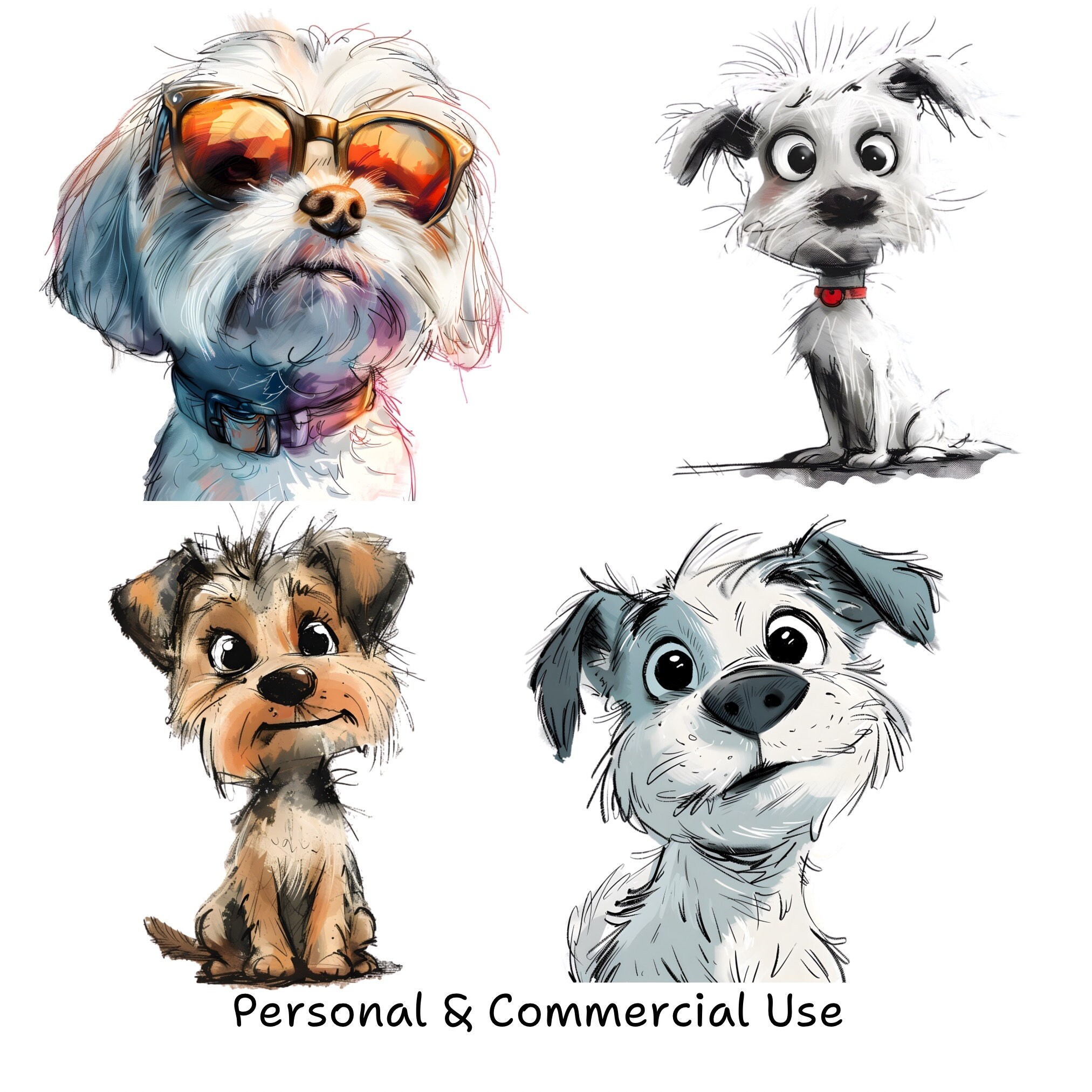 Cute and Funny Dog PNG Clipart Bundle | High Quality 300DPI Images ...