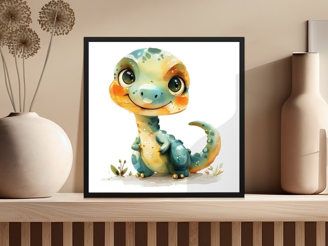Baby Dinosaur Watercolor PNG Clipart Set, Cute Dinosaur Digital ...