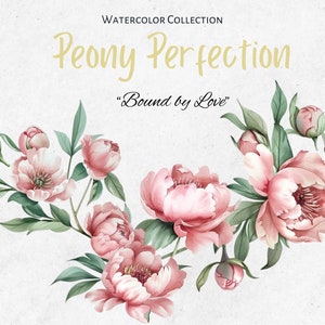 Peony Perfection Clipart, Watercolor Wedding Card Border, Floral PNG Design, Elegant Invitation Frame , Commercial Use, Digital Download