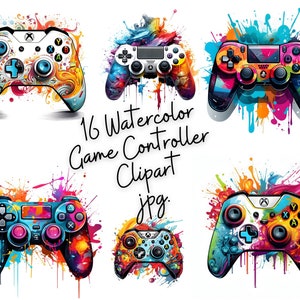 16 Game Controller Clipart - High Quality JPGs - Digital Download - Card Making, Mixed Media,Digital Paper Craft, Gaming clipart, Gamer