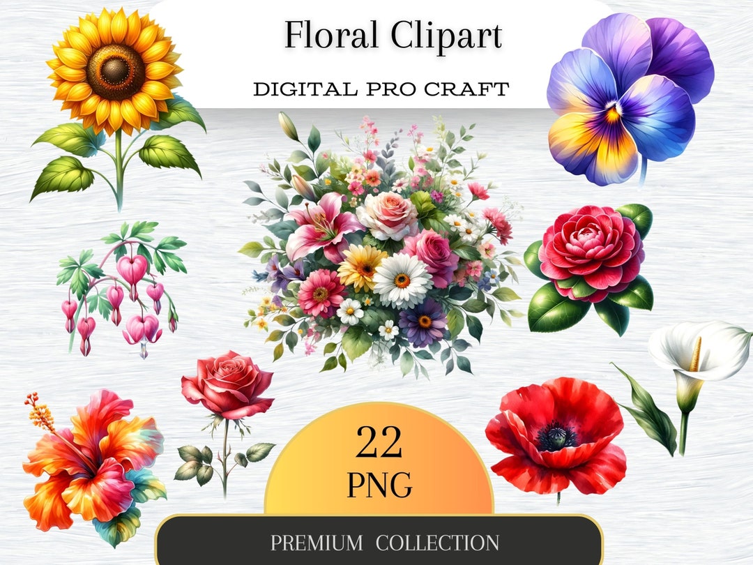 Watercolor Floral Bouquet Pattern Digitally Printed on Kiana Silk