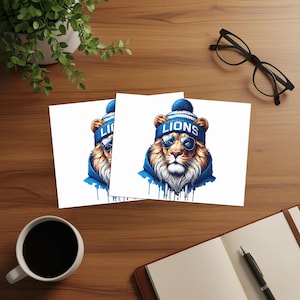 Lion Wearing Beanie Art Print, Cool Lion with Glasses, Urban Style Animal Wall Decor, Hipster Lion Poster for Home Office