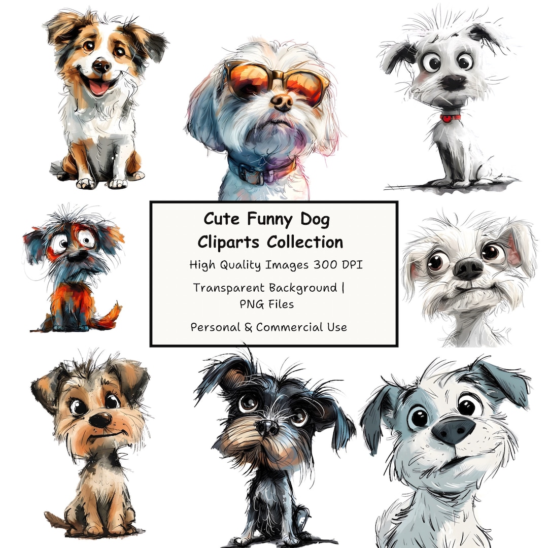 Cute and Funny Dog PNG Clipart Bundle | High Quality 300DPI Images ...