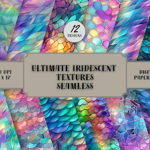 Ultieme iriserende texturen: naadloze metallic texturen op digitaal papier met holografische pastelkleurige regenboogglitter en folie