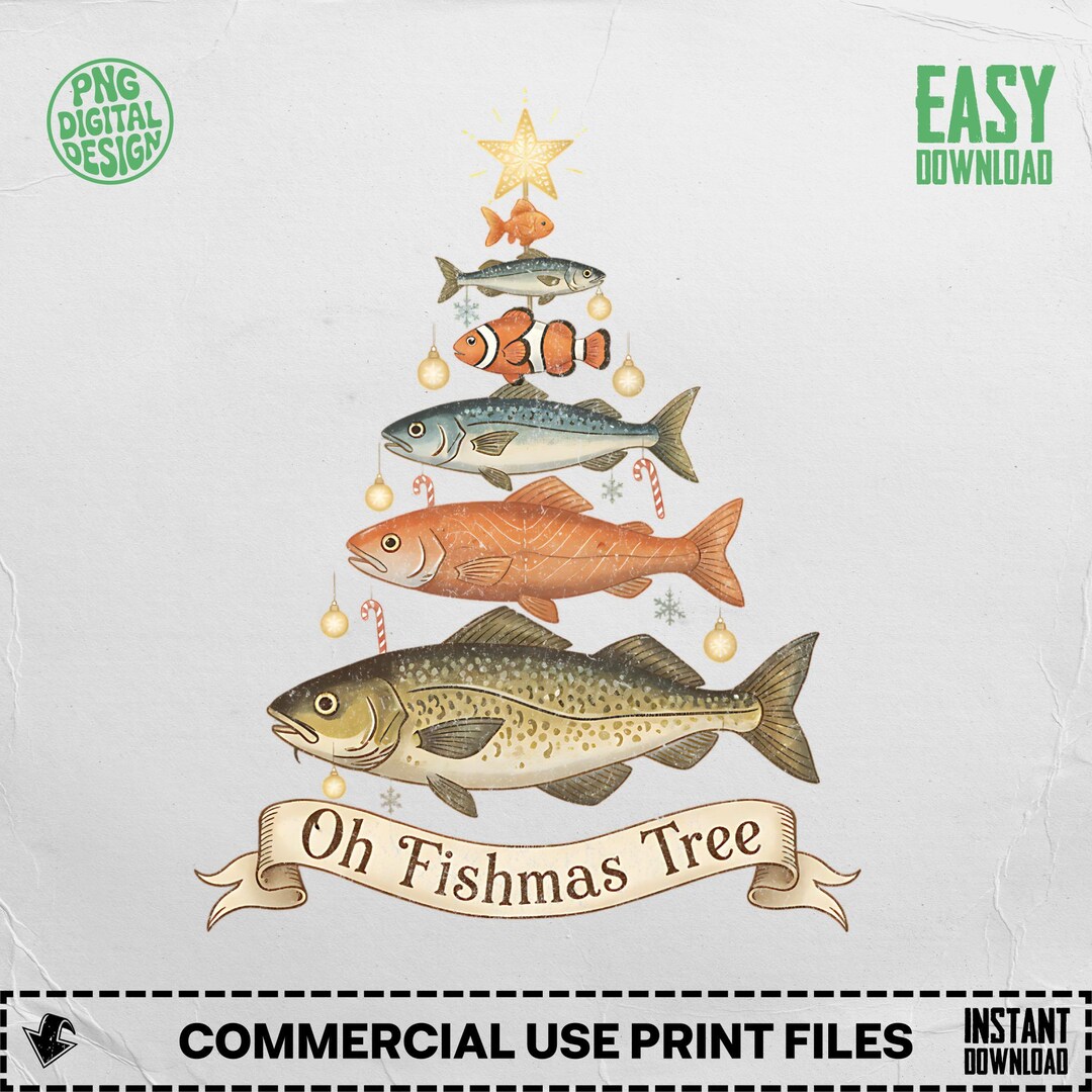 Vintage Fishmas Tree Png, Christmas Fish Png, Funny Holiday, Fishing ...