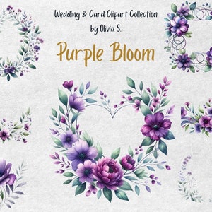Paarse bloemen kaartrand clipart, png commercieel gebruik, afdrukbare bruiloft uitnodigingslijst, digitale download bloemenontwerp, ambachtelijke benodigdheden