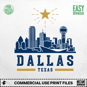 Dallas Texas Skyline PNG, Vintage Cityscape Design, Western PNG Design, Digital Download, Retro Dallas Star Art, Texas City Graphic