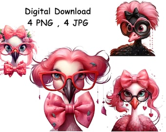 Funny Flamingo PNG, Cute Flamingo Sublimation, Flamingo Wearing Sunglasses, Commercial Use, Birds png Digital Download Flamingo Clipart PNG