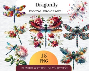 Dragonfly Sublimations, Dragonfly Clipart, Insect Clipart, Dragonfly PNG, Watercolor Dragonfly, Digital Download, Sublimation PNG