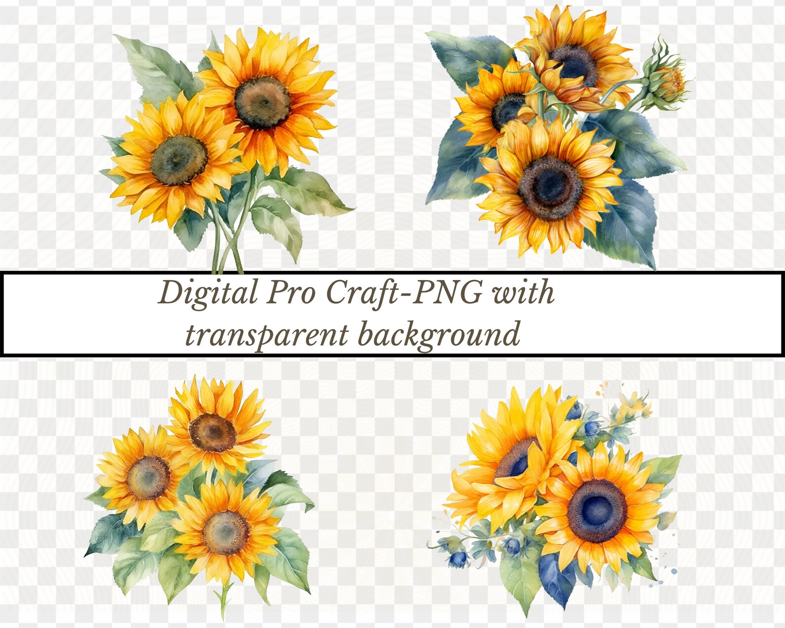 Watercolor Sunflower 10pc PNG Bundle | Sunflower PNG | Sunflower ...