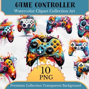 Game Controller Clipart -10 PNG di alta qualità - Download digitale - Creazione di carte, Supporti misti, Mestiere di carta digitale, Clipart di gioco, Giocatore