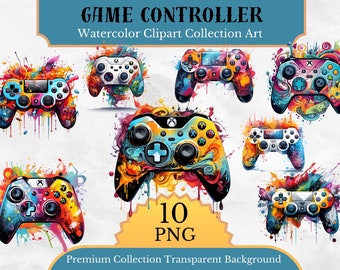 Game Controller Clipart -10 High Quality PNG- Digital Download - Card Making, Mixed Media,Digital Paper Craft, Gaming clipart, Gamer