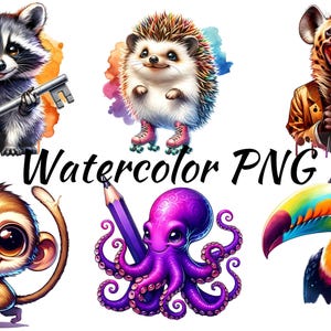 Colección de animales de dibujos animados caprichosos: divertidos animales de safari gruñones, clipart PNG con fondo transparente para uso comercial