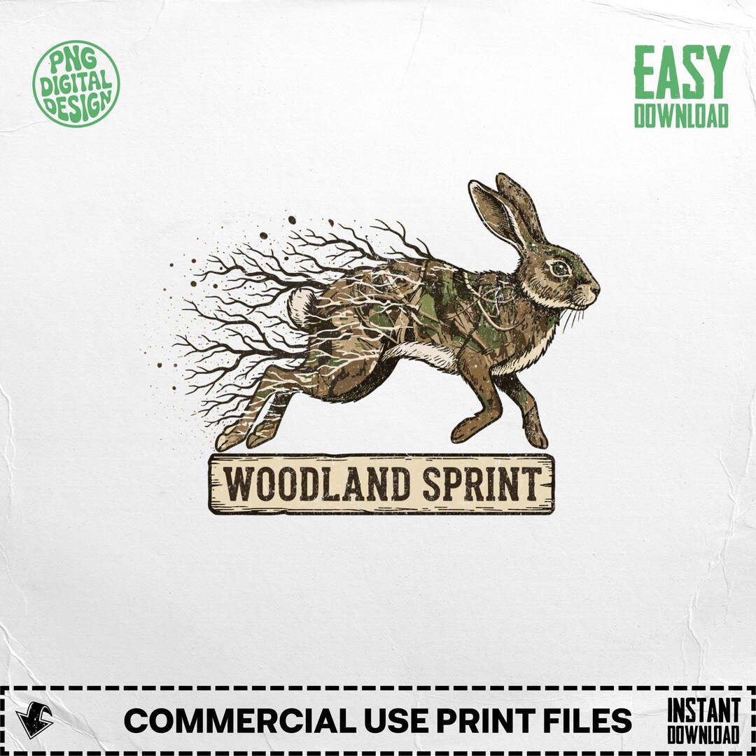 Woodland Hare Clipart, Running Rabbit PNG, Camouflage SVG, Forest ...