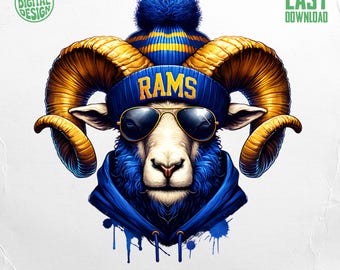 Benutzerdefinierte Rams PNG, Farbtext ändern, Teamgeist Design, Sport Fan Art, trendiger Tierdruck, Handwerk, personalisiertes Geschenk, digitaler Download