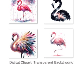 Flamingo Sparkle Clipart, Flamingo PNG, Tropical Birds Clipart, Pink Flamingo, Summer Clipart, Sublimation PNG, Digital Download
