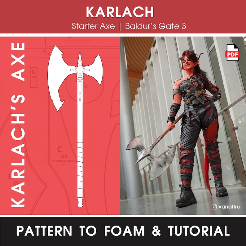 Pattern & Tutorial - Karlach Ax from Baldur's Gate 3 Inspired Tiefling Barbarian Cosplay Game image 7