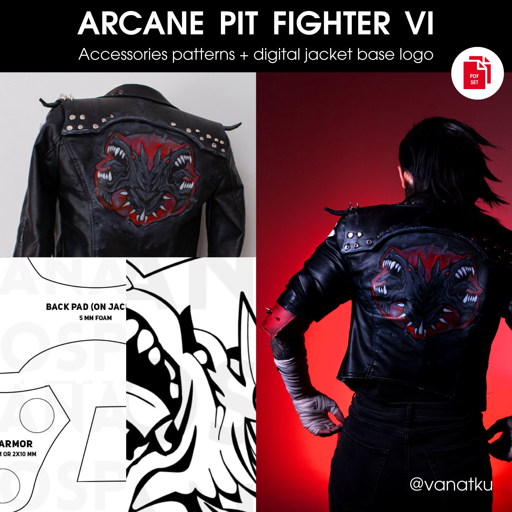 Pit Fighter Emo Vi Arcane 2 Set Patterns Pack Bundle Accessories Digital Logo Design Inspired League of Legends Lol Cosplay Game Jinx