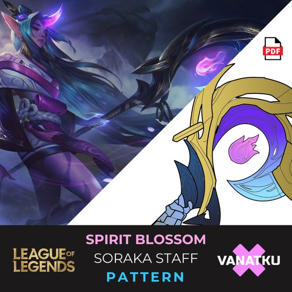 Spirit Blossom Soraka Staff League of Legends Wand Rod Cosplay Weapon Pattern Template