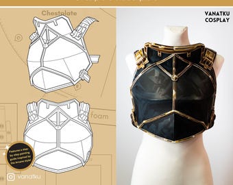 Patrones y tutorial Arcane S2 Vi Chestplate Act 3 Fighter Backplate Breastplate Prop Diseño digital inspirado en League of Legends Lol Cosplay