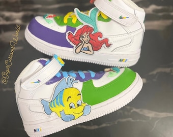 Nike/ Af1/ Little Mermaid/ Ariel Nike/ Ariel Af1/ Ariel Customs/ Ariel Shoes/ Custom Shoes/ Ariel Gift