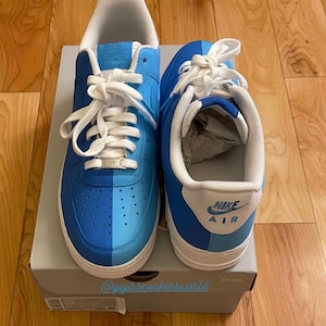 Nike/ Af1/ Blue Nike/ Blue Af1/ Half Blue Shoes/ Blue Customs/ Custom Shoes/ Blue Gift