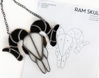 Aries Ram Skull Stained Glass Pattern Zodiac PDF Digital File