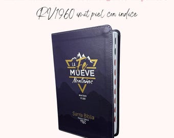 Biblia personalizada, Biblia Letra Grande 12 puntos RV1960 imit piel con índice - Mateo 17:20