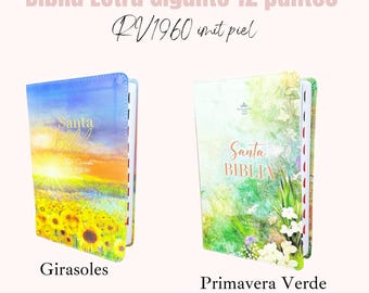 Biblia personalizada, Biblia Letra Grande 12 puntos, RV1960 imit piel para mujer con índice
