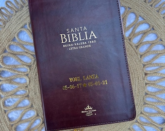 Biblia personalizada, Biblia Letra Grande 12 puntos, RV1960 imit piel, Café o Negra