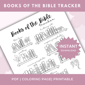 Bible Reading Tracker | Books of the Bible Tracker | Bible Study Accessory | Bible Reading Coloring Checklist
