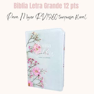 Biblia personalizada Biblia para Mujer 12 puntos RV1960 imit piel turquesa floral
