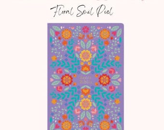 Biblia personalizada RVR 1960 Biblia letra gigante, floreada símil piel, 16 puntos