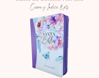 Biblia Personalizada, Biblia de Bolsillo, 8 puntos Cierre para Mujer RV1960 imit piel lila con índice