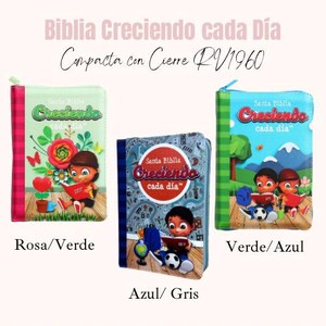 Biblia personalizada, Biblia para Niños Creciendo cada Día compacta con Cierre RV1960 imit piel