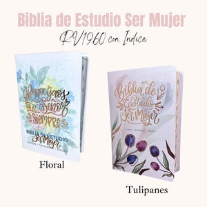 Biblia personalizada, Biblia de Estudio Ser Mujer RV1960 tulipanes floral con indice - para mujeres