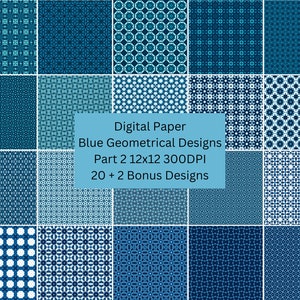 Blue Geometrical Digital Paper Design Pack 2