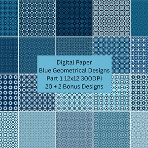 Blue Geometrical Digital Paper Design Pack 1