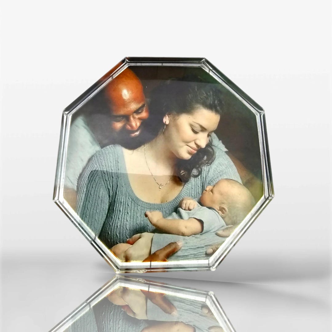 Octogen Photo Frame Glass Octagon Photo Frame, Personalized Crystal Keepsake, Anniversary ...