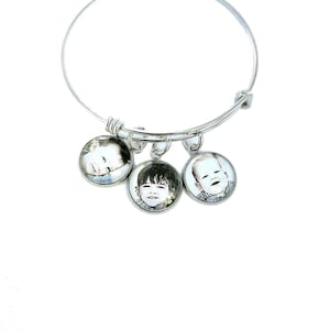 Personalized Stainless Steel Bracelet - Photo Charm Adjustable Bangle, Custom Memory Bracelet Gift for Loved Ones Photo Gift