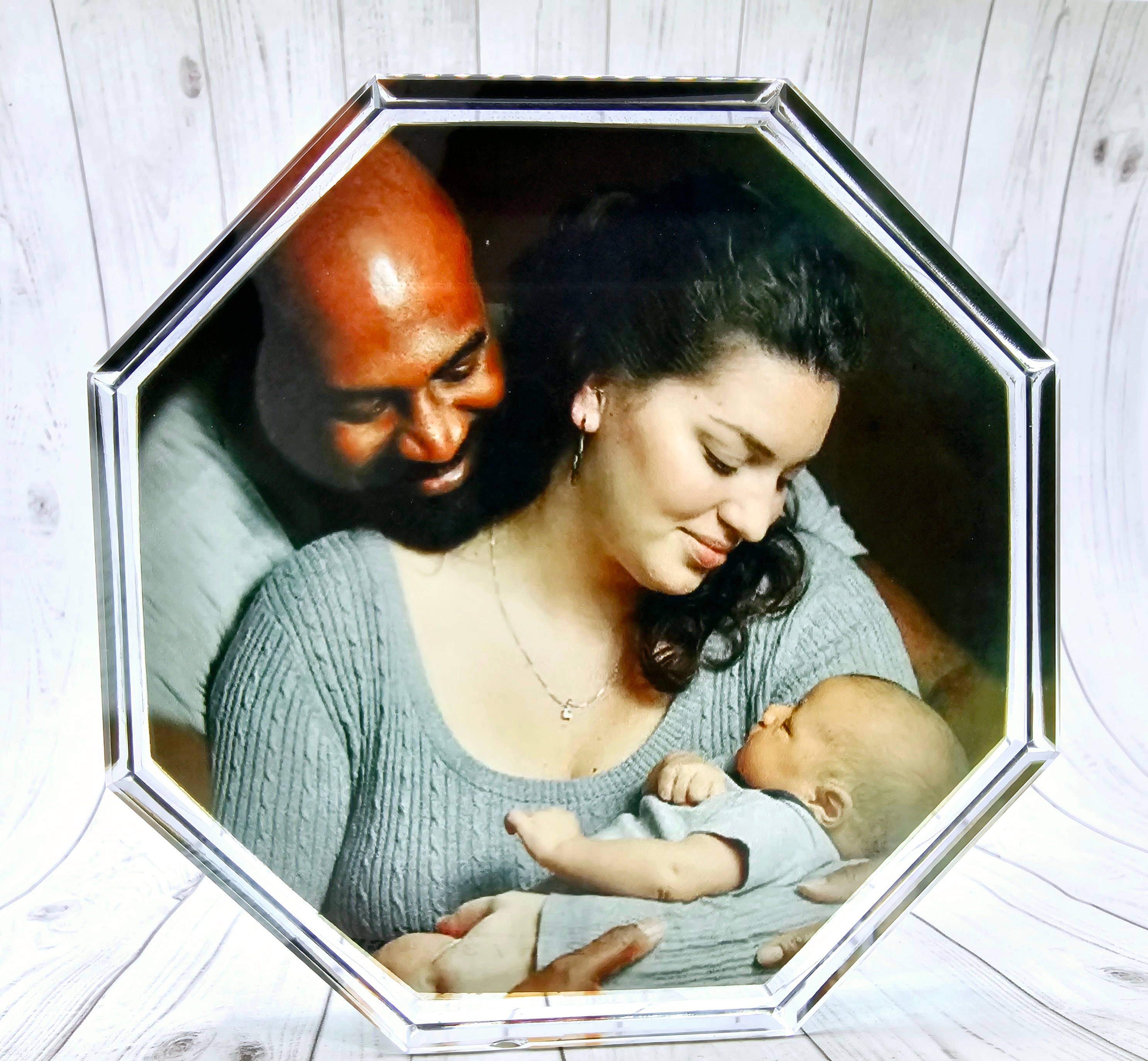Octogen Photo Frame Glass Octagon Photo Frame, Personalized Crystal Keepsake, Anniversary ...