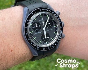 Midnight MoonSwatch Rubber Strap | Integrated Waterproof Rubber Strap for Omega Speedmaster MoonSwatch