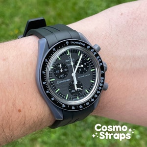 Midnight MoonSwatch Rubber Strap | Integrated Waterproof Rubber Strap for Omega Speedmaster MoonSwatch