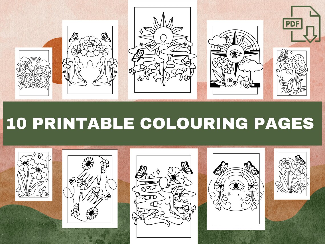 10 Spiritual Bohemian Colouring Pages for Adults, Boho Minimalist ...