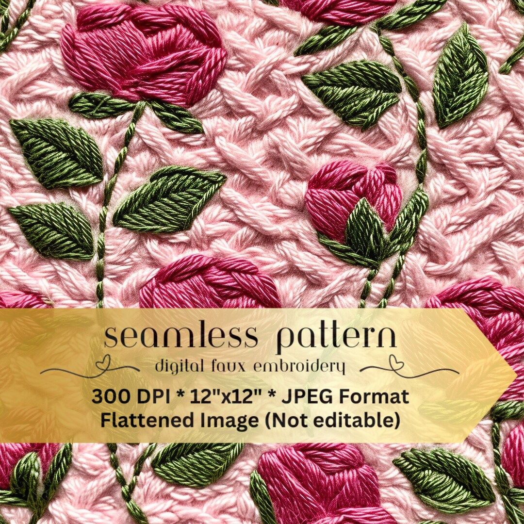 Paper Roses Fabric Pink Roses Seamless Pattern, Pink Roses Embroidered Digital Paper ...