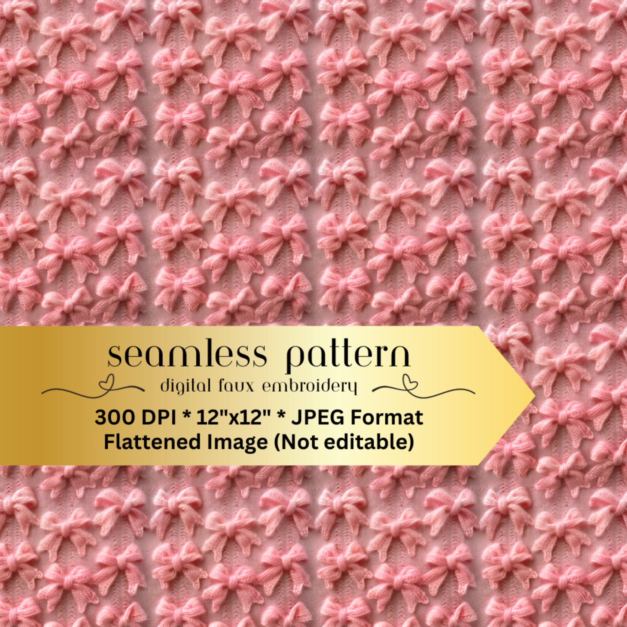 Pink Bows Pattern Pink Bows Faux Embroidery, Pink Bows Repeating Pattern for Fabric ...