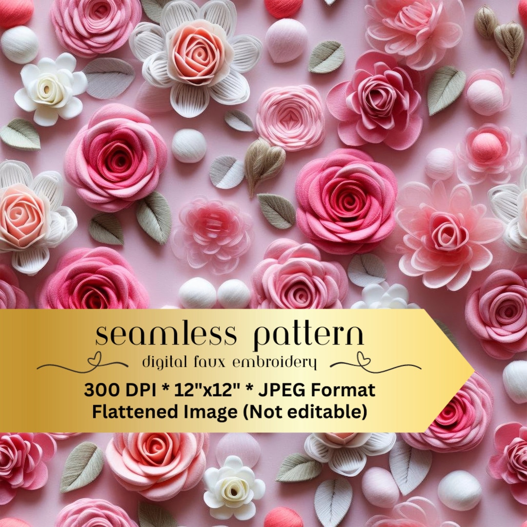 Pink Roses Flowers Floral Seamless Pattern, Roses Digital Paper Fabric ...
