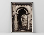 Vintage Archway Architecture Art French Arch Doorway Nevers France Town Wall Art Vintage Illustration Print Digital Download Printable Art