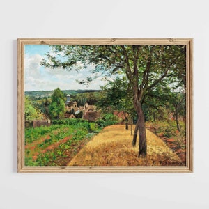Country Field Painting Digital Printable Download Artwork Fields Trees Countryside Art French Vintage Landscape Downloadable Wall Art Print