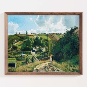 Country Field Painting Digital Printable Download Artwork Fields Green Countryside Art French Vintage Landscape Downloadable Wall Art Print